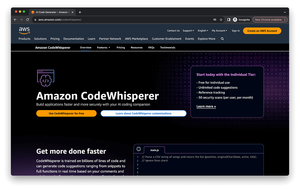 Amazon CodeWhisperer