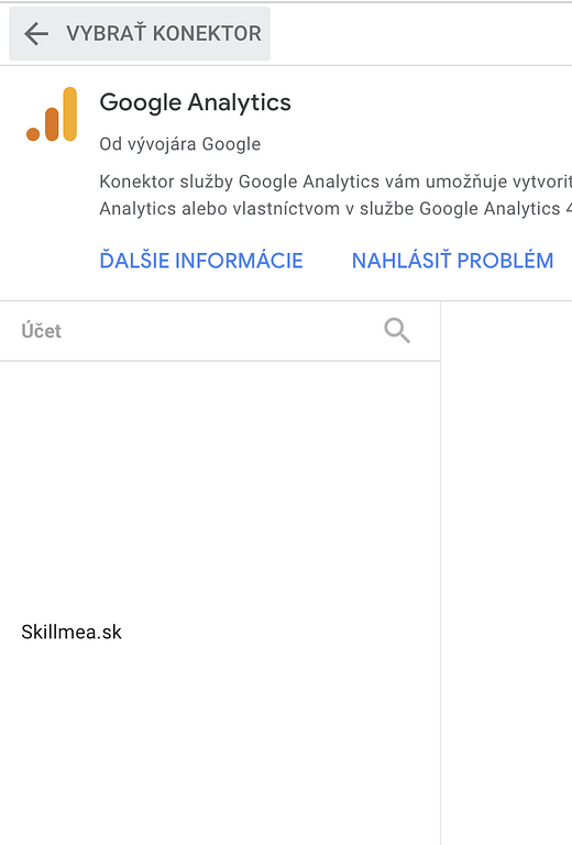 Vybrať GA účet